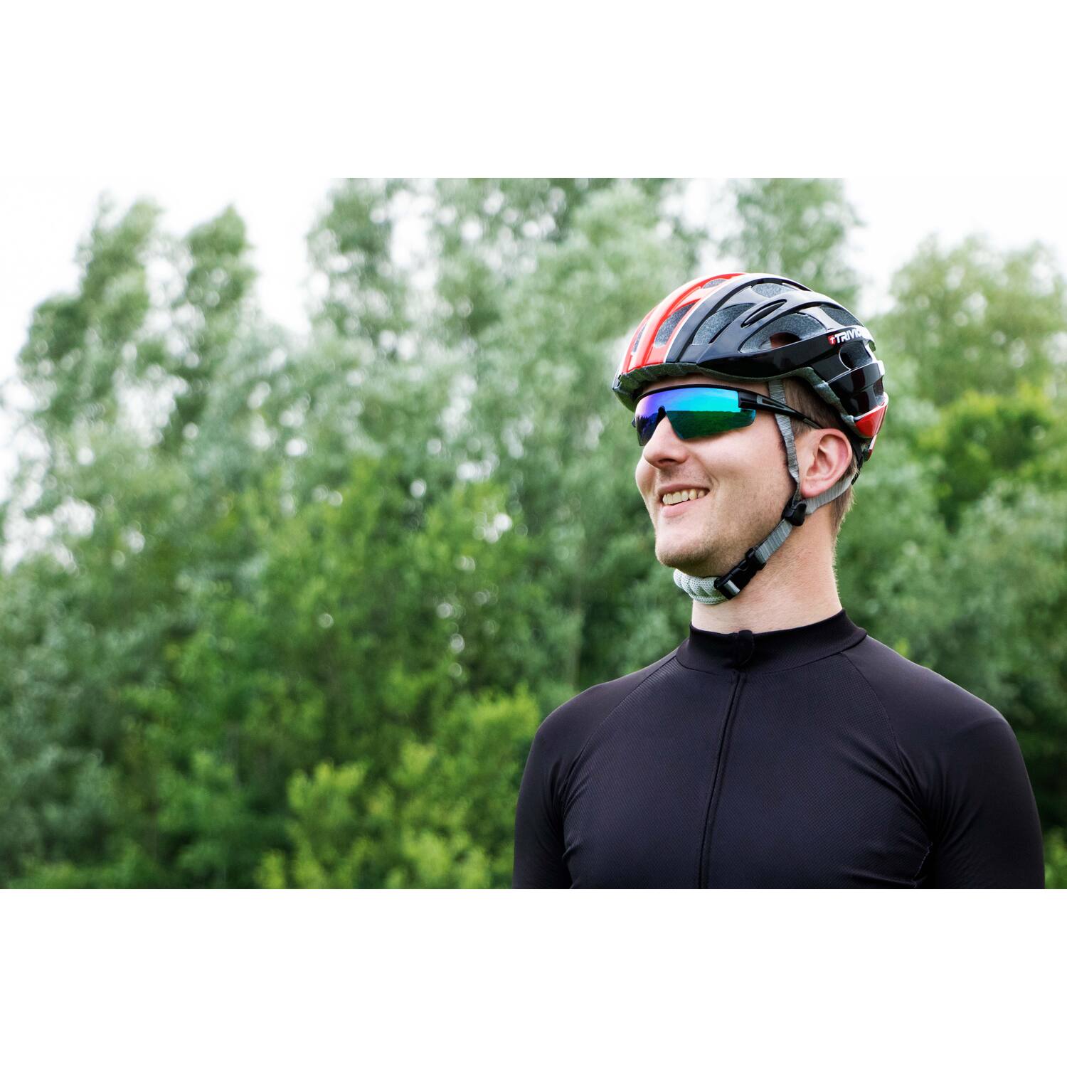 Trivio - fietsbril hadley rood wit met 2 extra lenzen