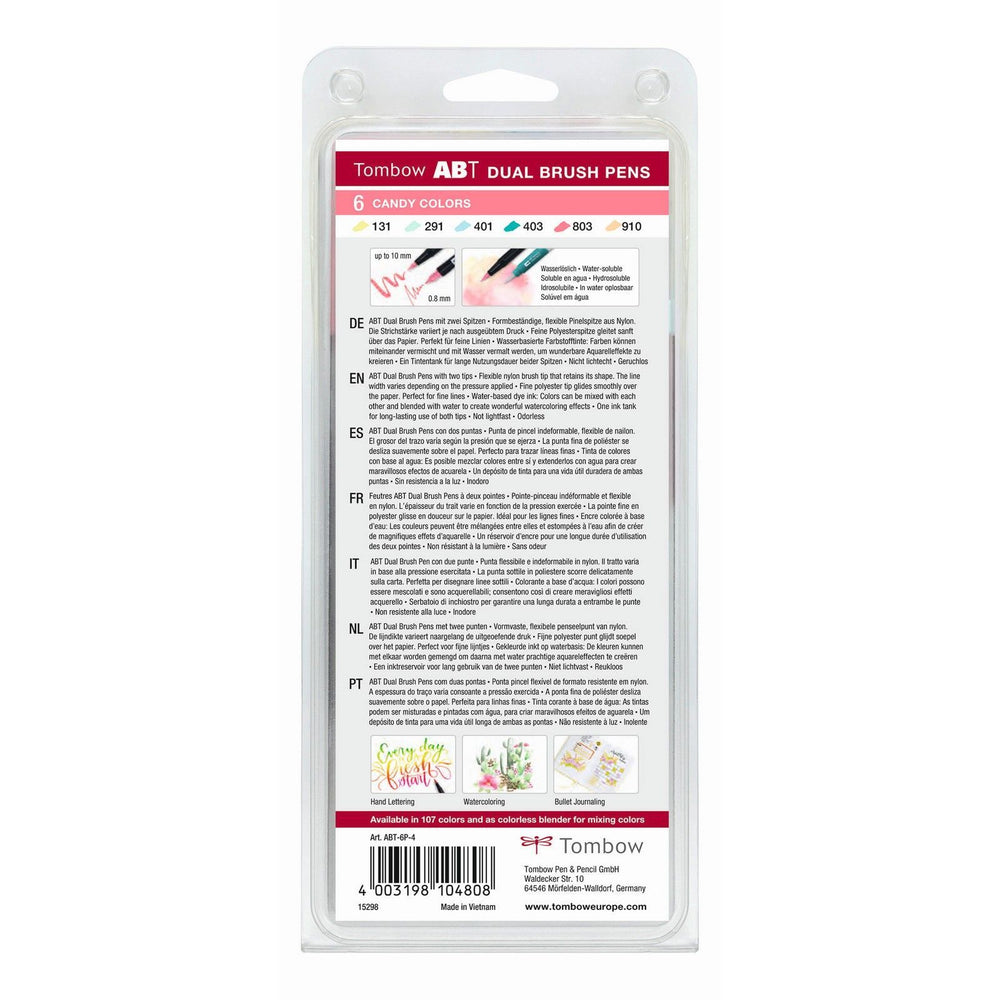 Tombow • abt dual brush pen set candy kleuren 6pcs