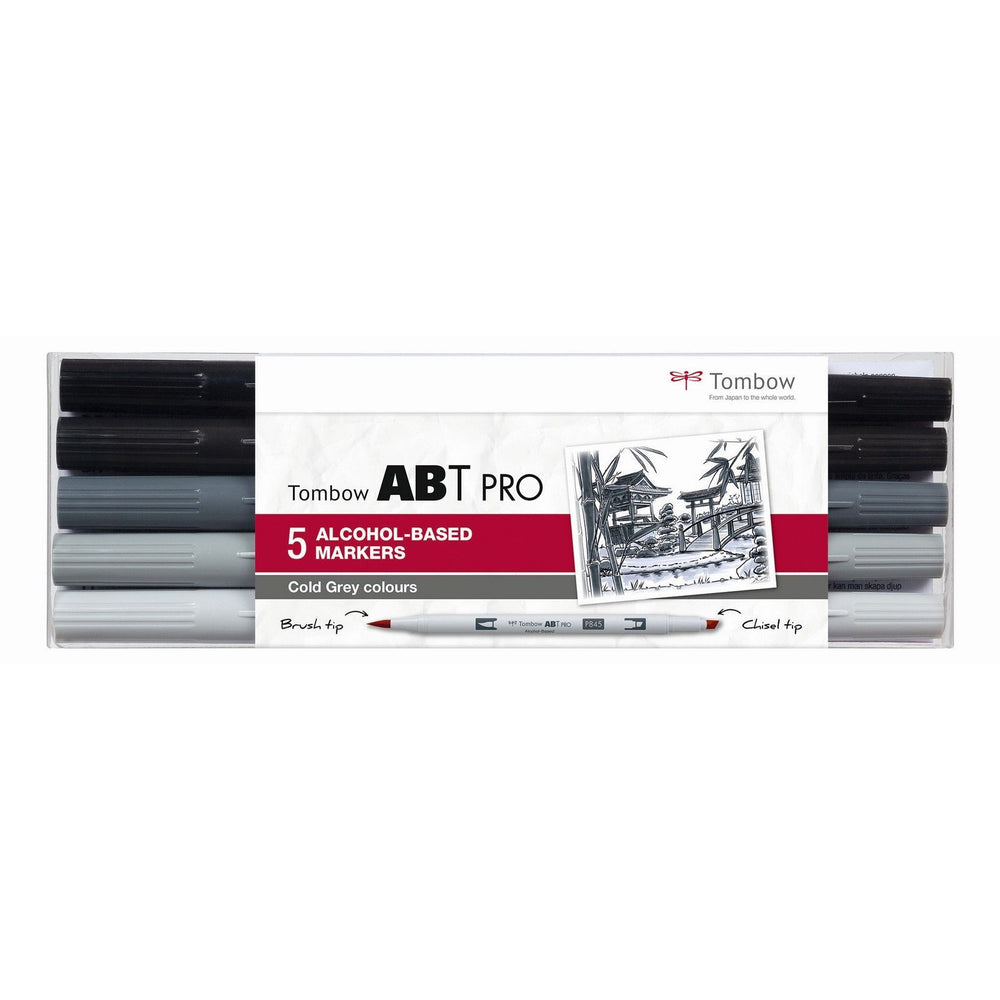 Tombow • abt pro marker set op alcohol basis koele grijze kleuren 5pcs