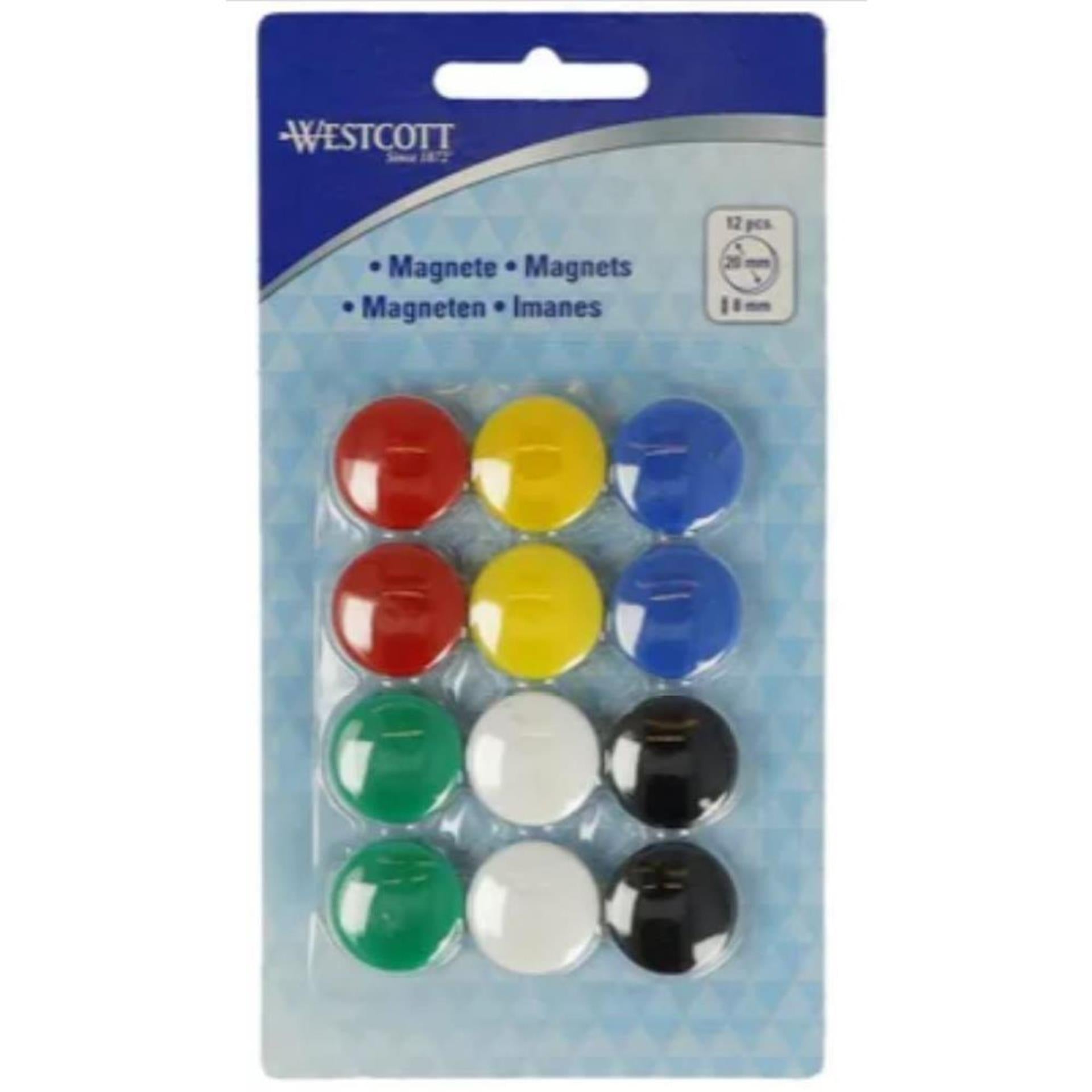 Westcott magneten gekleurd ø20x8mm 12st