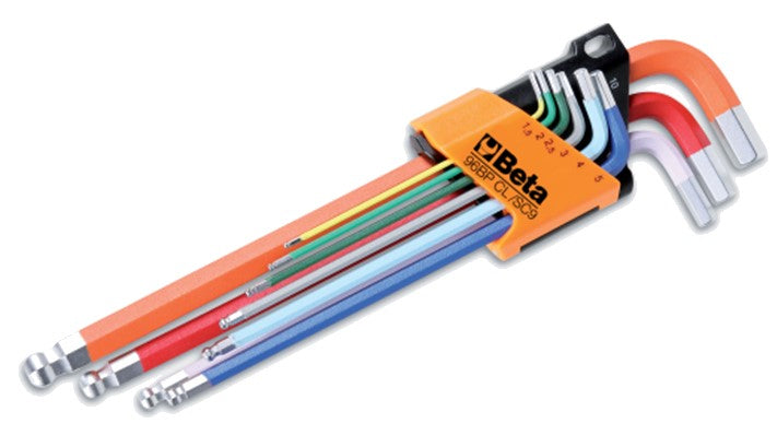 Beta 9-delig set haakse stifsleutels met kogelkop