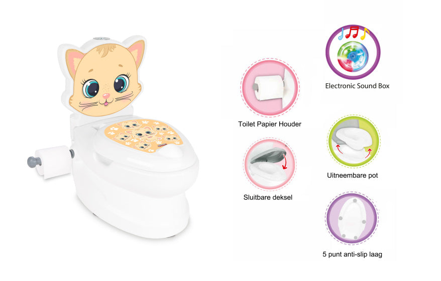 Kat educatief plaspotje wit beige