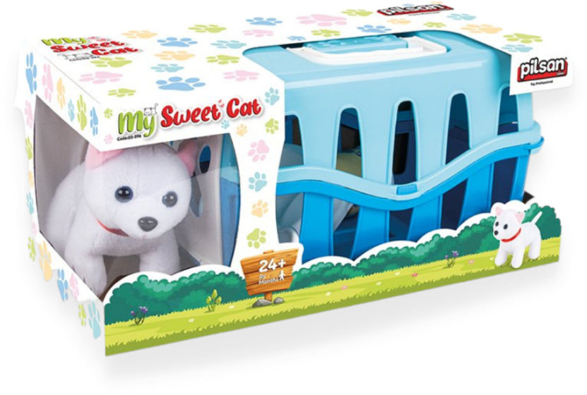 Knuffelkat met Verzorgingsset Reismand Blauw