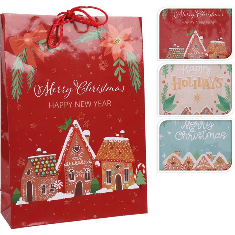 Home styling geschenktas met kerstafbeelding 25x34cm