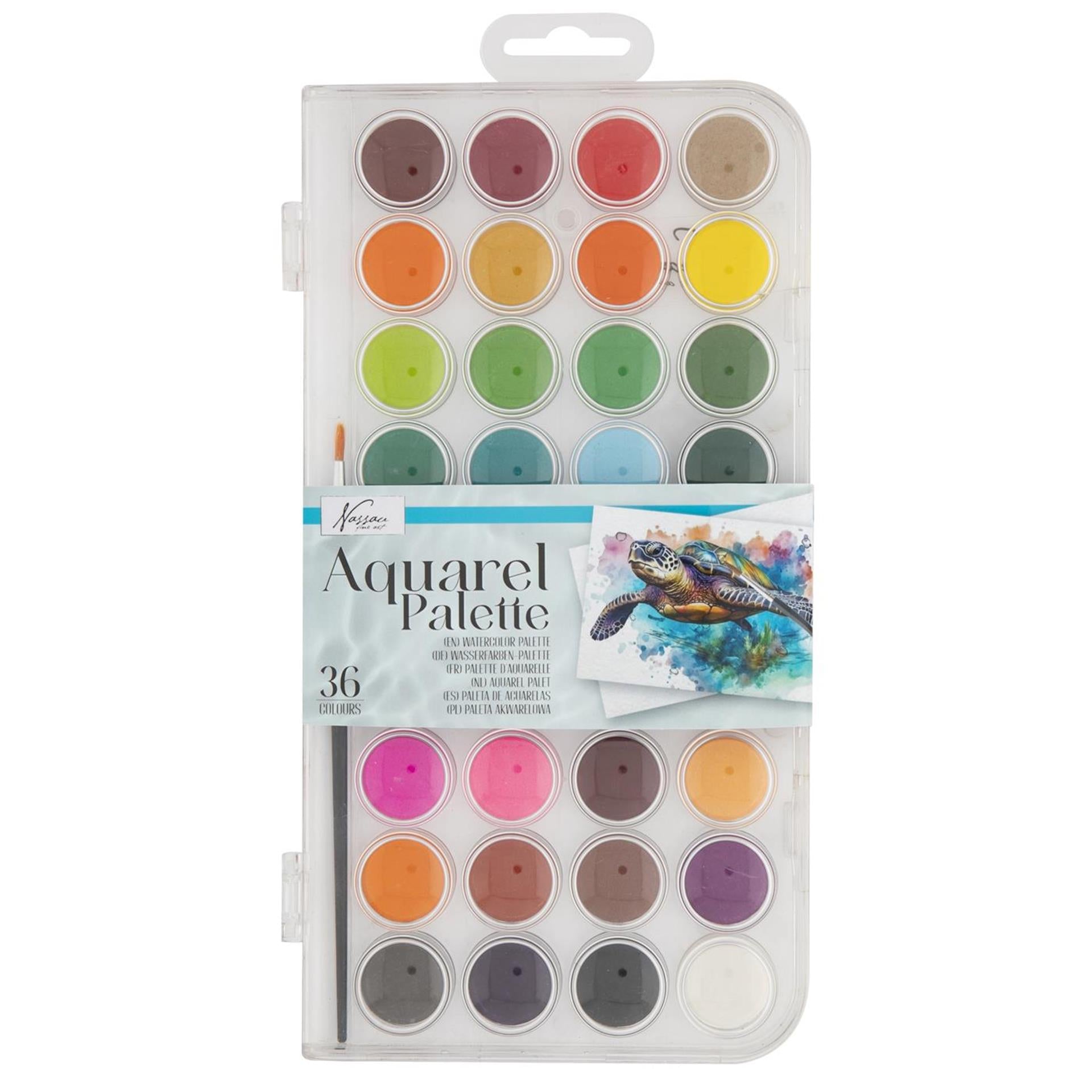Creatieve hobbygroep kleurenpallet aquarel, 36 kleuren