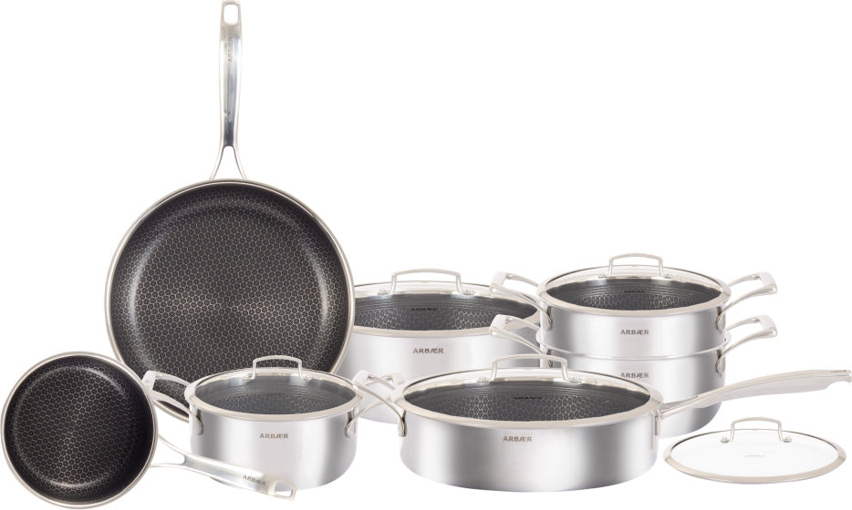 12-delige Pannenset Inductie met Honingraat Anti-aanbaklaag