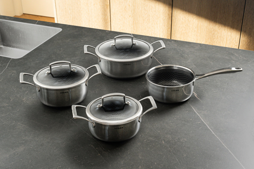 7-delige Pannenset Inductie met Honingraat Anti-aanbaklaag