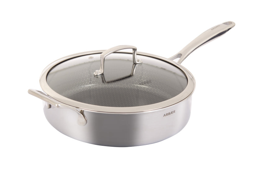 Hapjespan Inductie Ø 28 cm met Honingraat Anti-aanbaklaag met deksel