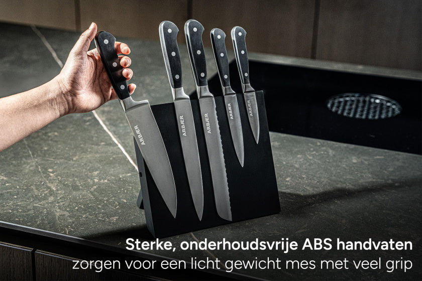 Messenset met magnetisch blok 6-delig - ABS handvatten - in Geschenkdoos