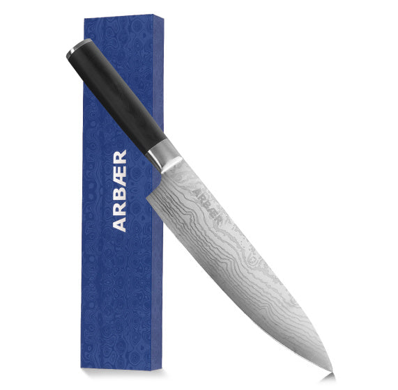 Koksmes 20 cm - Japanse Damascus Print - Pakka Houten Handvat