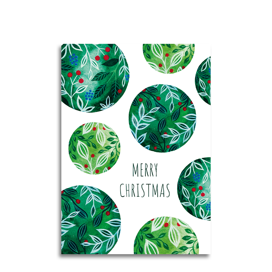 Art by andu wenskaart christmas balls