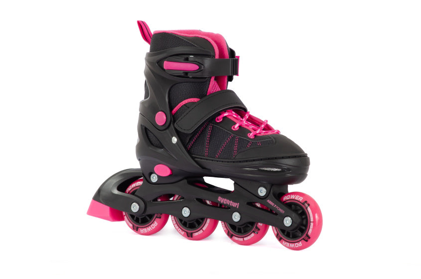 Aventuri verstelbare inline skates semi-softboot zwart roze maat 38-41 (l)