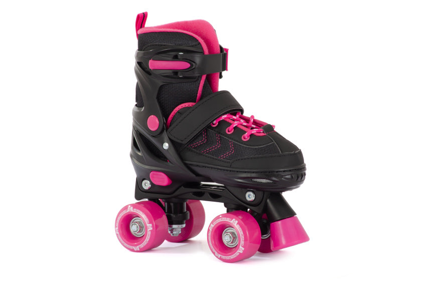 Verstelbare Rolschaatsen Semi-softboot Zwart Roze maat 31-34 (S)