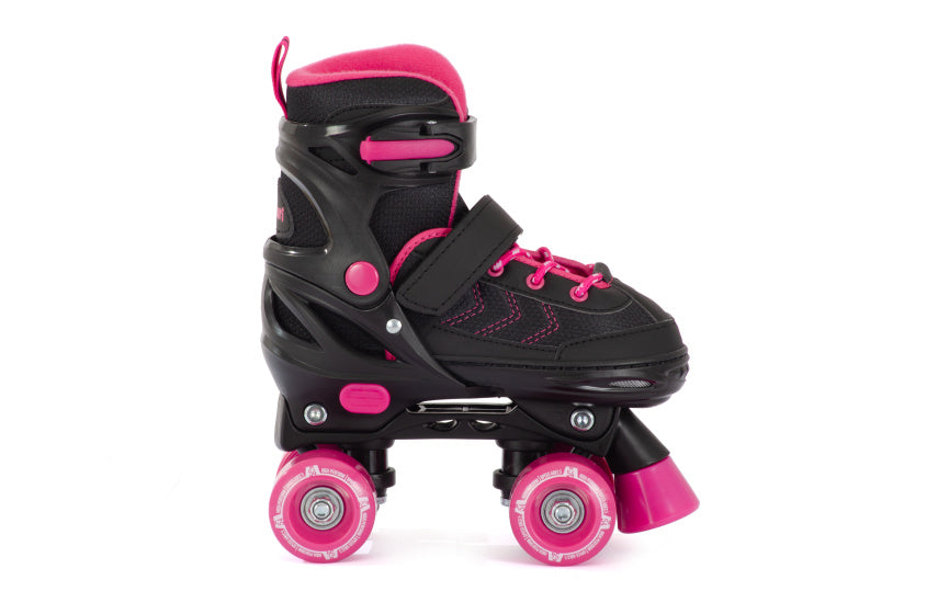 Verstelbare Rolschaatsen Semi-softboot Zwart Roze maat 27-30 (XS)