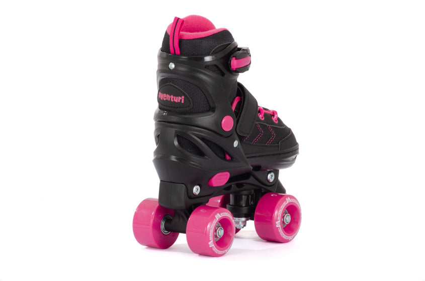 Verstelbare Rolschaatsen Semi-softboot Zwart Roze maat 27-30 (XS)