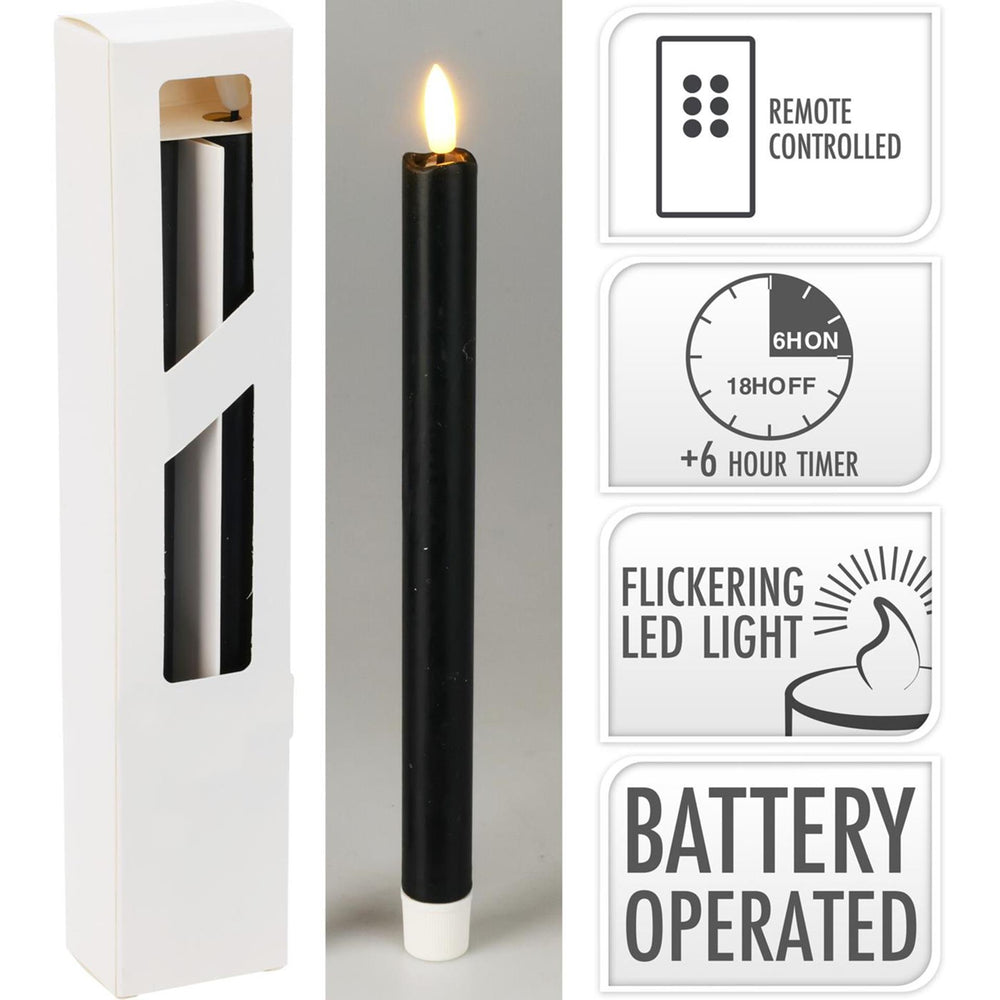 Home styling led dinerkaars zwart set a 2 stuks 25cm