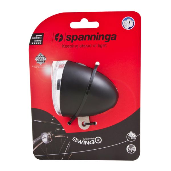 Phare Spanninga Swingo XB LED avec réflecteur avec piles - noir