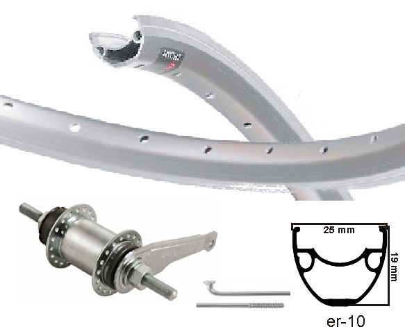 Kgs achterwiel 28 inch (622) alu velg mach zilver ventura remnaaf