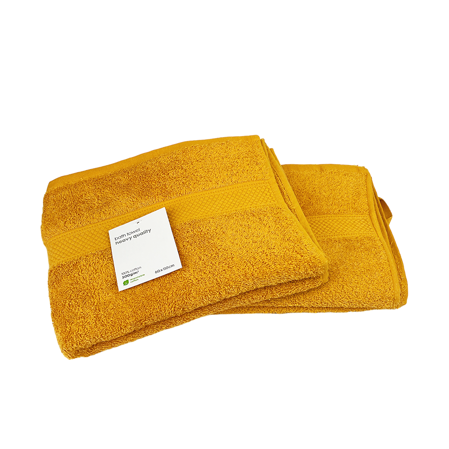 Badhanddoek okergeel 60x110cm 2 stuks