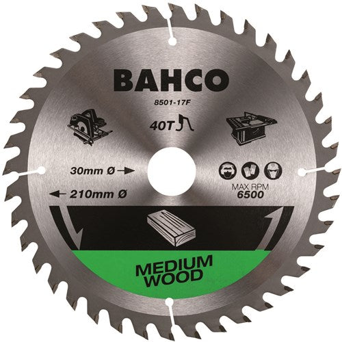 Bahco cirkelzaagblad | hardmetaal tanden | voor draagbare machines | fijne vertanding | voor hout | 60 tpi | 30 mm x 190 mm - 8501-190-30-60xf