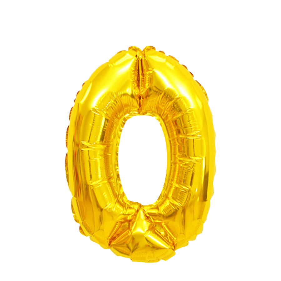 Ballon folie cijfer 0 goud 45cm