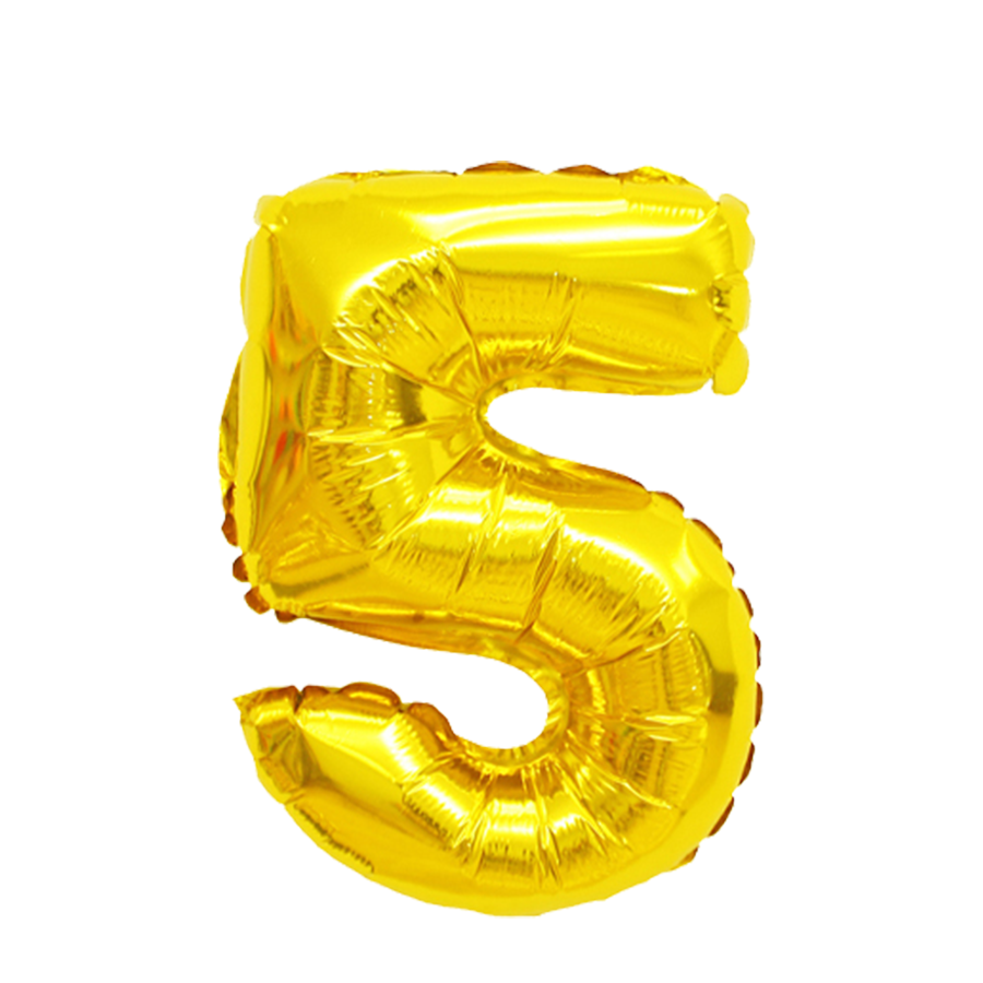 Ballon folie cijfer 5 goud 45cm