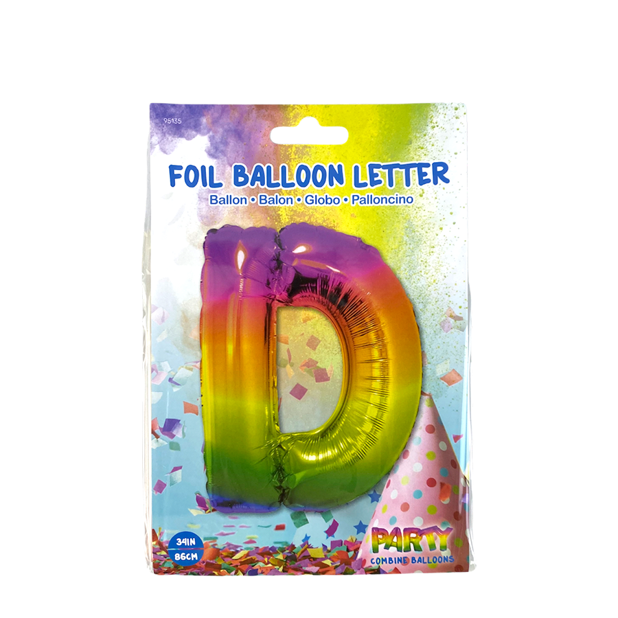 Ballon folie letter d rainbow 86cm