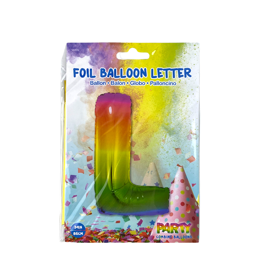 Ballon folie letter l rainbow 86cm