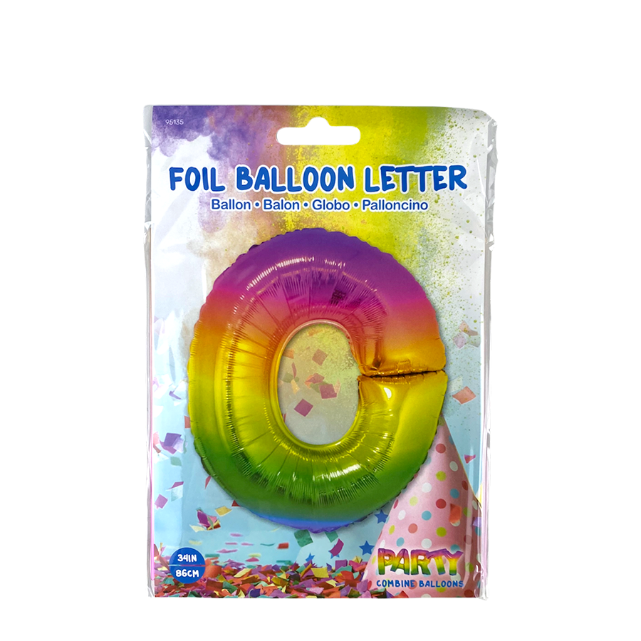 Ballon folie letter o rainbow 86cm