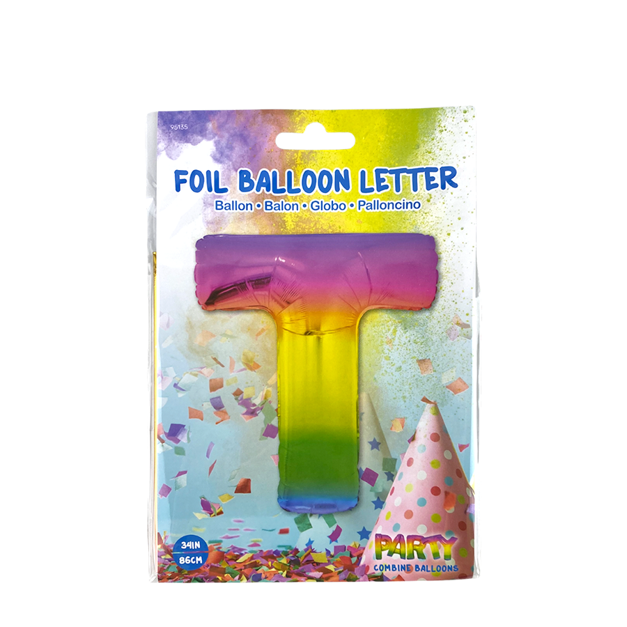 Ballon folie letter t rainbow 86cm