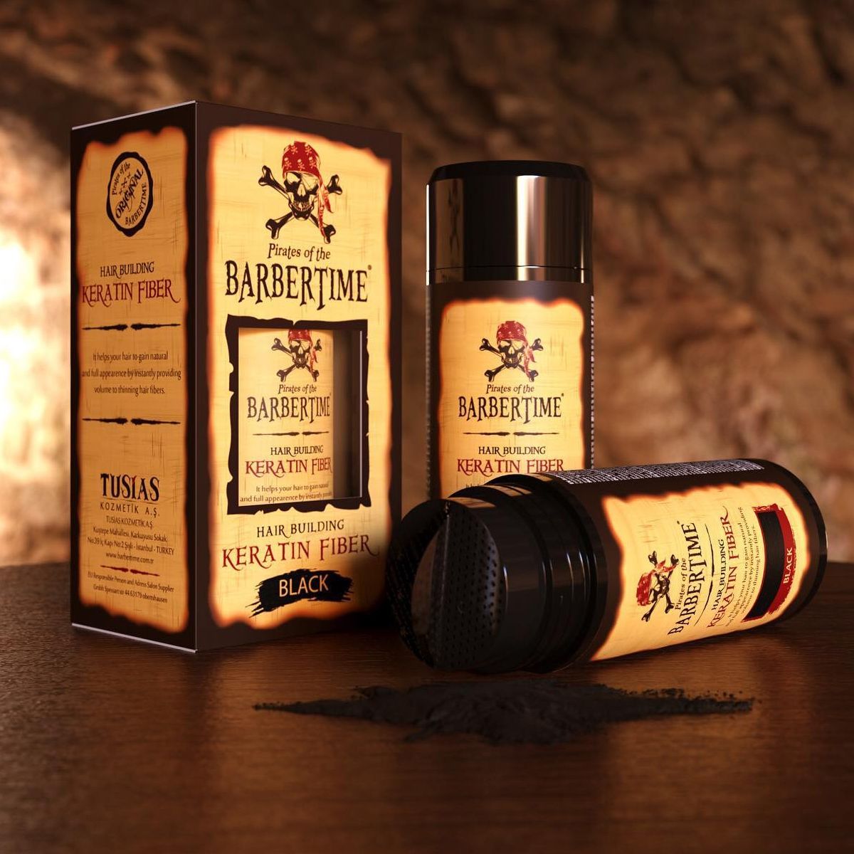 Barbertime haaropbouwende keratinevezel zwart 21gr.