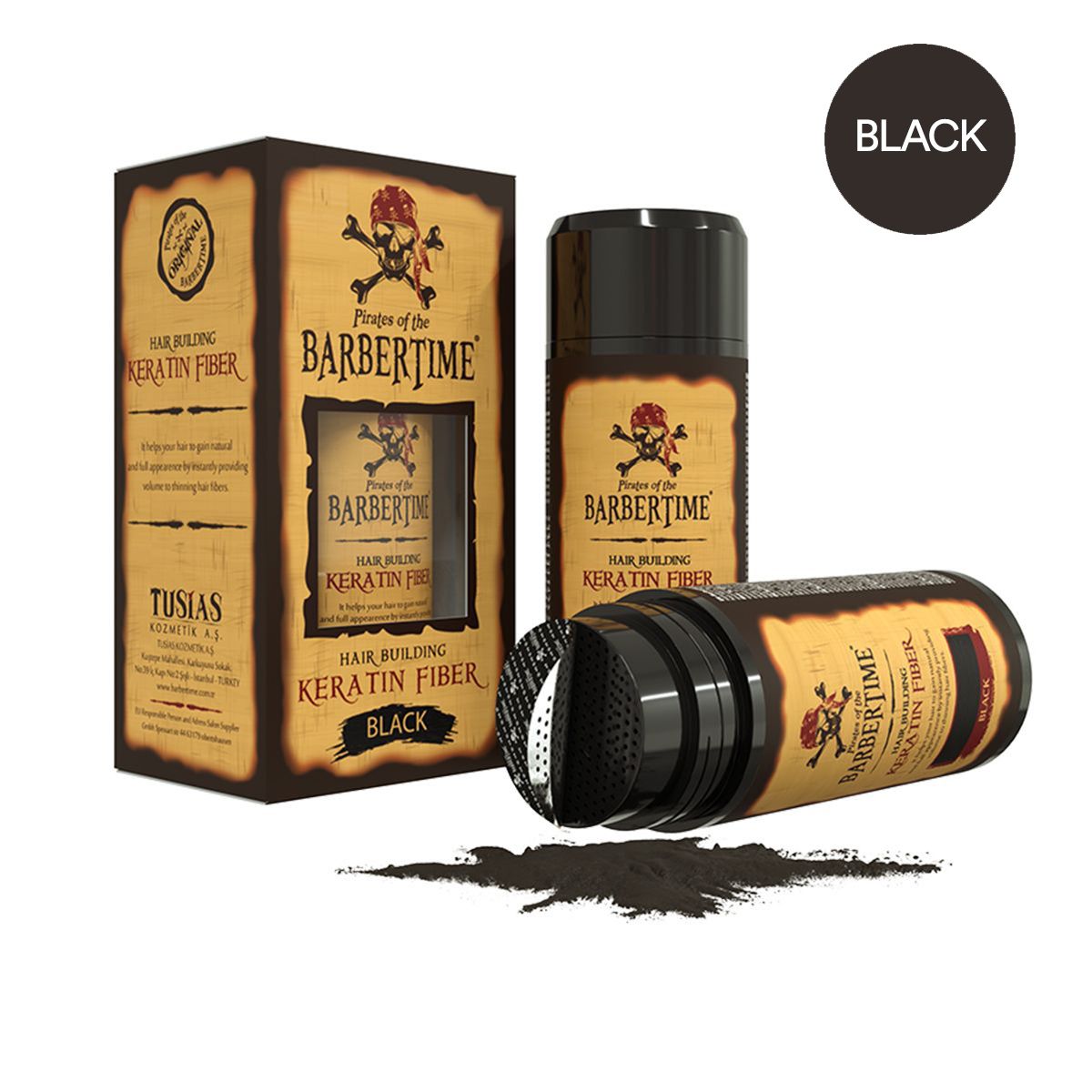 Barbertime haaropbouwende keratinevezel zwart 21gr.