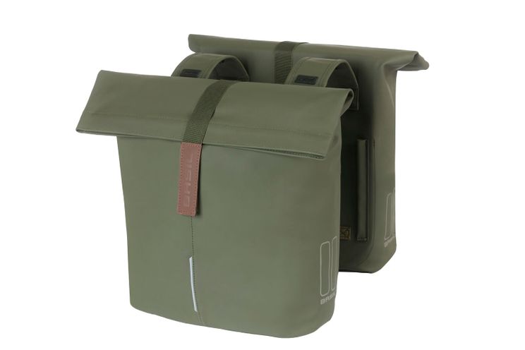 Basil Tas City Dubbel Vegan Leer | Mosgroen