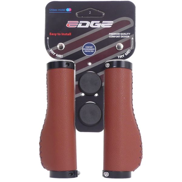 Jeu de poignées Edge Leather incl Lockring - camel brown- 135 135mm (emballage boutique)
