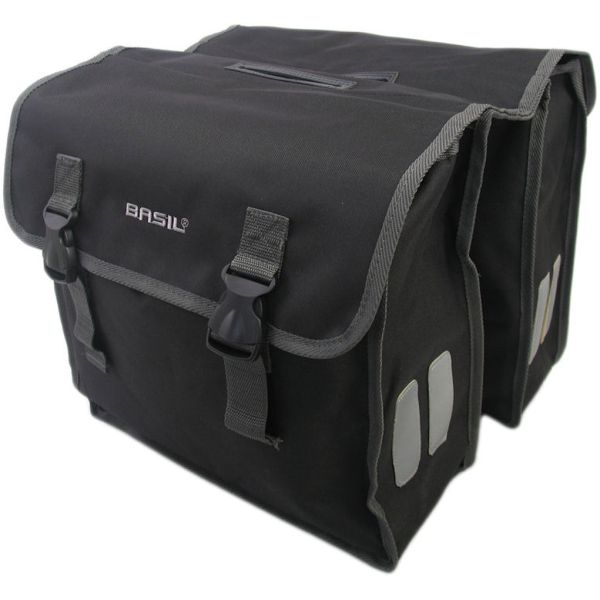 Basil Mara XL dubbele fietstas - 35L - waterafstotend - reflecterend - zwart