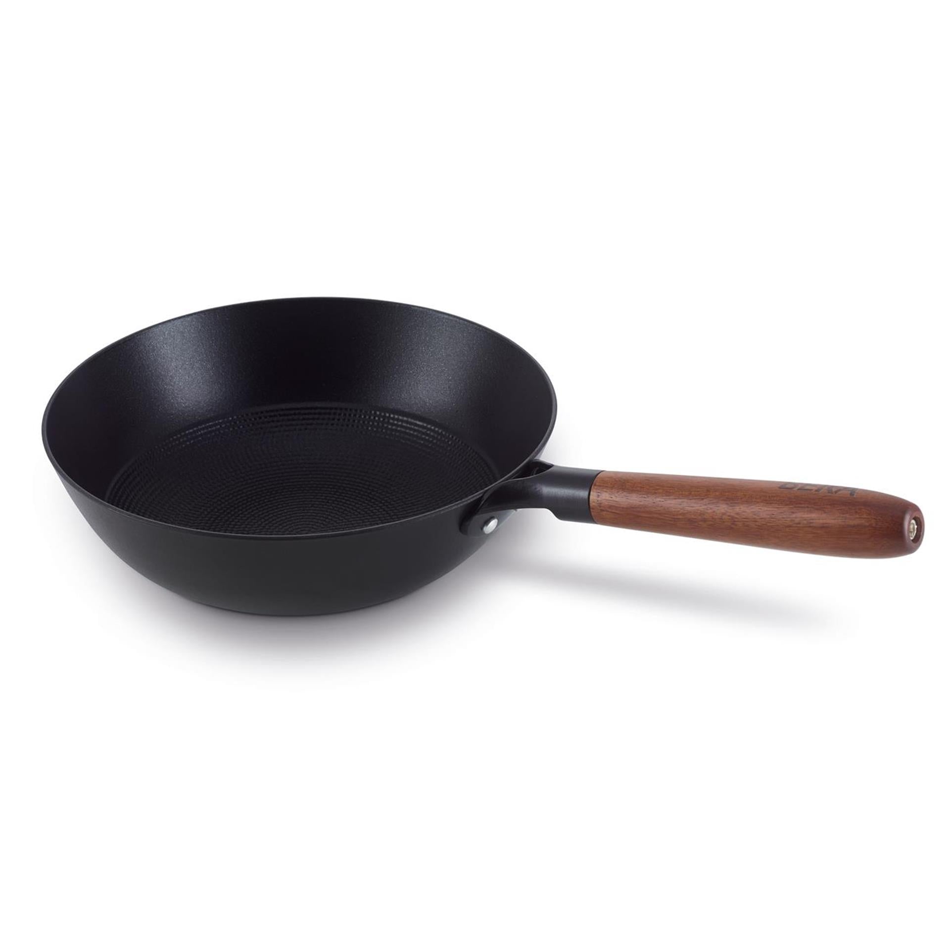 Beka mandala wok non-stick - ø 28 cm – unieke patroon - 100% pfas-vrije antiaanbaklaag - geschikt voor inductie bbq - 100% gerecycled geperst ijzer – keramische antikleef -houten steel met ophanggat