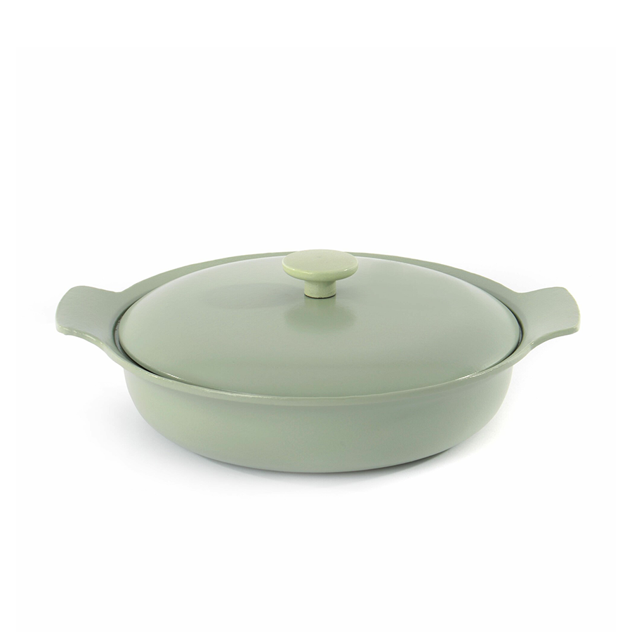 Berghoff ron sauteerpan met deksel gietijzer groen ø28cm