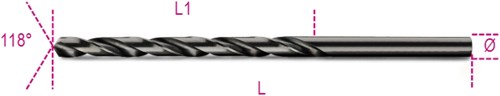 Beta spiraalboren, lange uitvoering hss volledig geslepen gebruneerd 412l 4,00 - 004120240