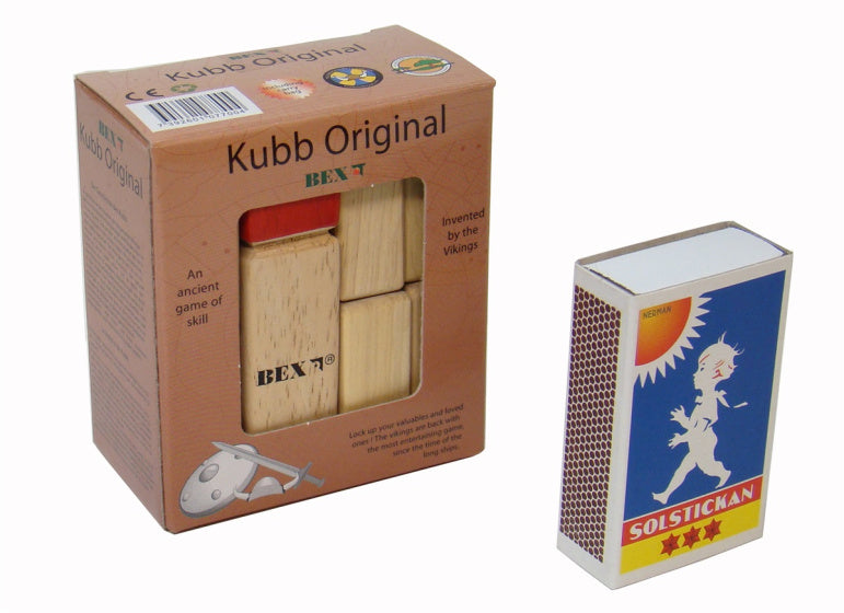 Mini Kubb Original rubberhout in colourbox