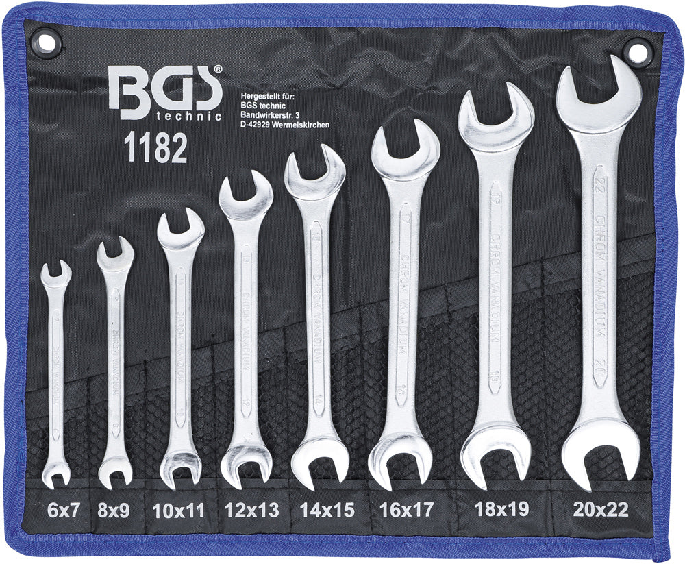 Bgs technic double open end spanner set 8 pieces