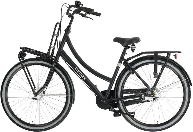 Bimas transporter 3.3 28 inch 50 cm dames 3v rollerbrake matzwart