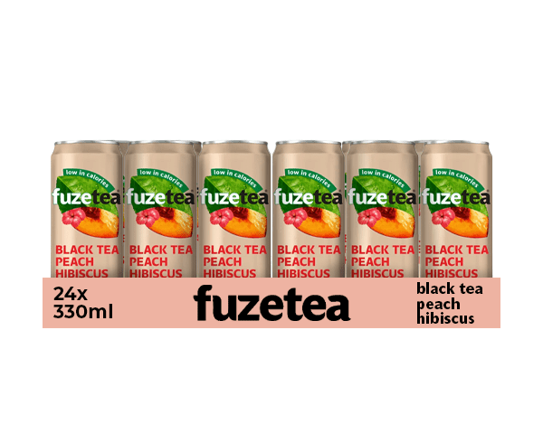 Fuze tea black peach hibiscus blik sleek (24x 33cl)