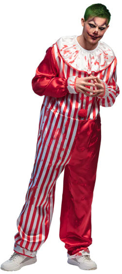 Killer Clown Halloween Kostuum Heren Rood Wit maat 58 60