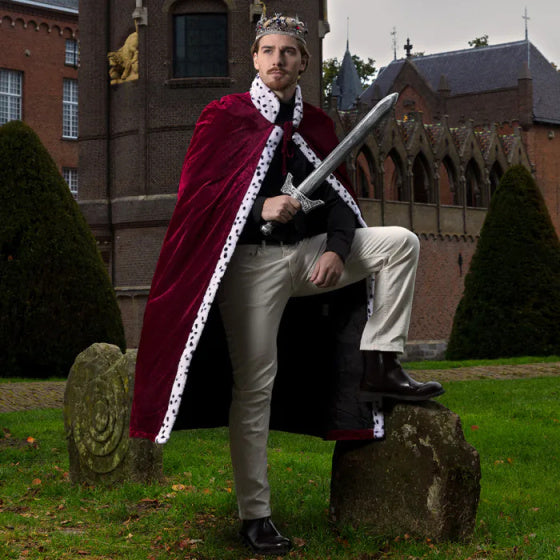 Majesteit Koningsmantel met Kroon Heren Bordeaux One Size