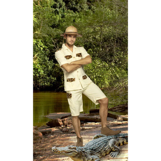 Safari Man Volwassenenkostuum Beige maat ML