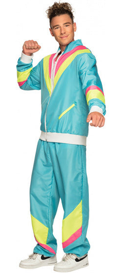 Boland retro trainingspak heren polyester blauw maat xl