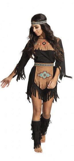 She-Wolf Indiaan Kostuum Dames Bruin maat 36 38