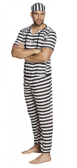 Gevangene Kostuum Heren Zwart Wit maat 50 52 54