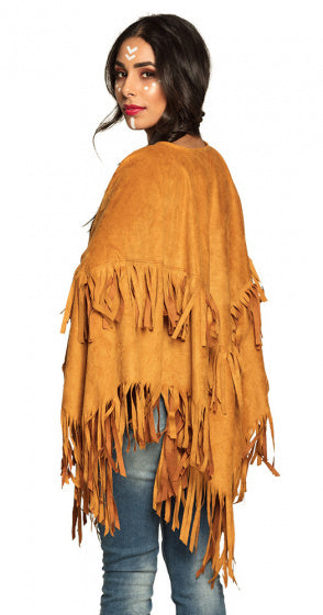 Bohemian Verkleedponcho Indiaan Dames Bruin One Size
