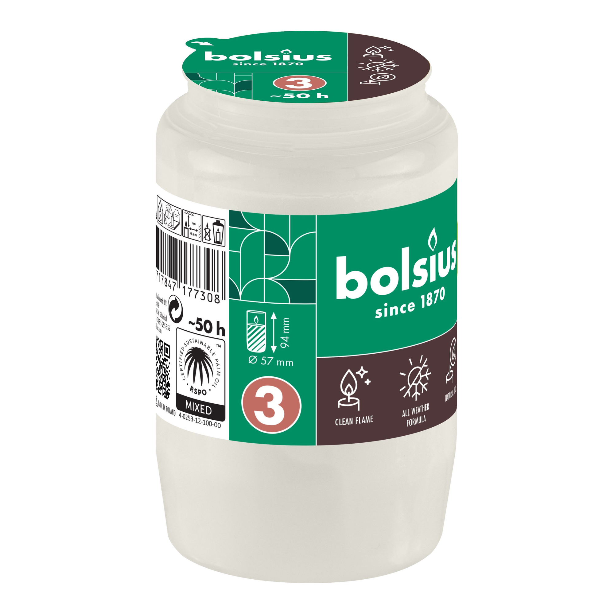 Bolsius compolight nr 3 wit ø57x95 mm 50 uur (20 stuks)